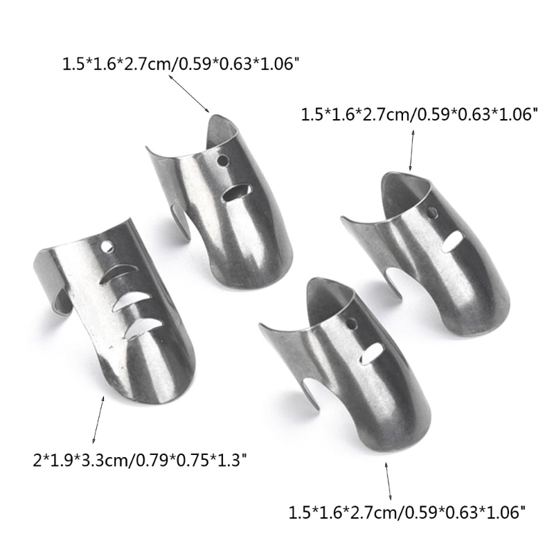 4pcs Pelindung Jari Bahan Stainless Steel Anti Potong Untuk Sayuran