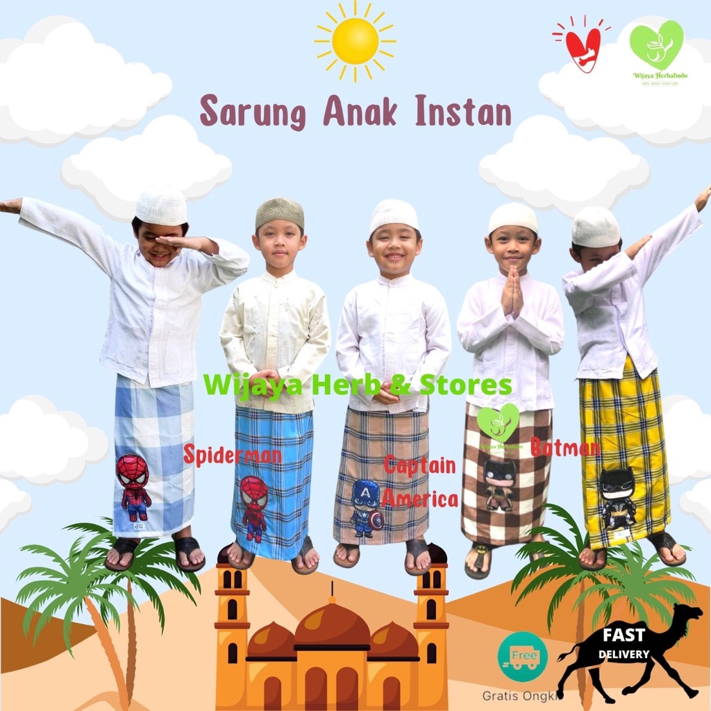 [Super Hero] Sarung Anak Instan Karakter Unik - Spiderman &amp; Captain America - Sarung Rok Anak Bahan Katun - Usia 1 s/d 6 Tahun - Sarung Balita Instan - Sarung Anak SD - Kain Sarung Anak Laki - Laki