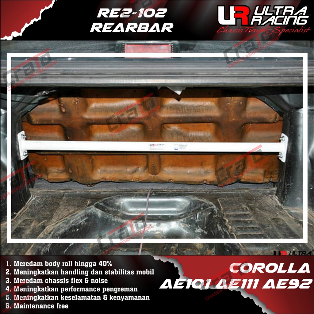 Aksesoris Stabiliser ULTRA RACING Safety Bar - Rearbar Rear Strutbar Tower Bar 2 points - Toyota Cor