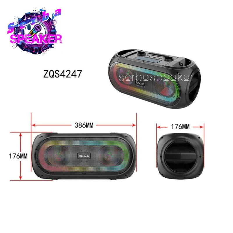 Speaker ZQS4247 Bluetooth Karaoke Super Bass Spiker Portable ERRLY ZQS-4247 Duet Karaoke Free 2 Microphone Wireless