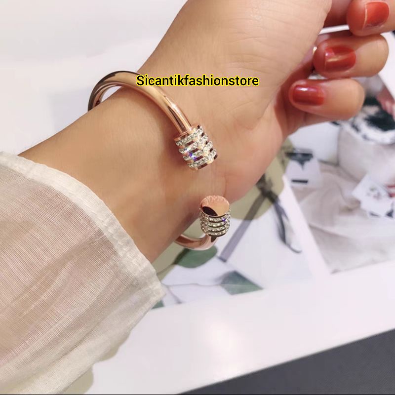 Gelang Set Titanium Wanita Terbaru Terlaris Anti Karat Selamanya Gelang Wanita Rose Gold Permata Terlaris Fashion Wanita Gelang Wanita Korea Viral