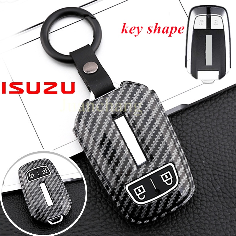 (Ready Stock) Casing Remot Kunci Mobil Bahan Silikon Aksen Serat Karbon Untuk Isuzu New dmax d max MU-X 2015 2018 2019 2020