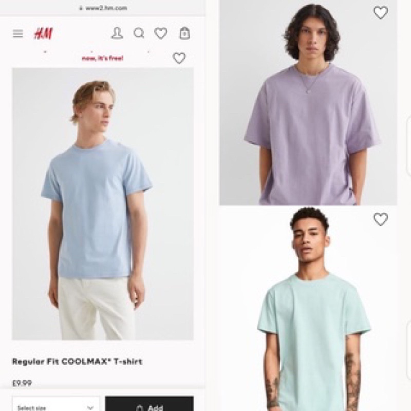KAOS OBLONG POLOS HnM LENGAN PENDEK COWOK CEWEK Tshirt BASIC H&M PRIA WANITA UNISEX T-Shirt COTTON C