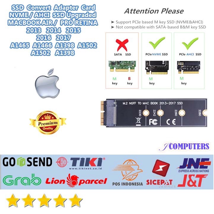 Converter SSD NVME MacBook Pro 15" A1502 2013 2014 2015