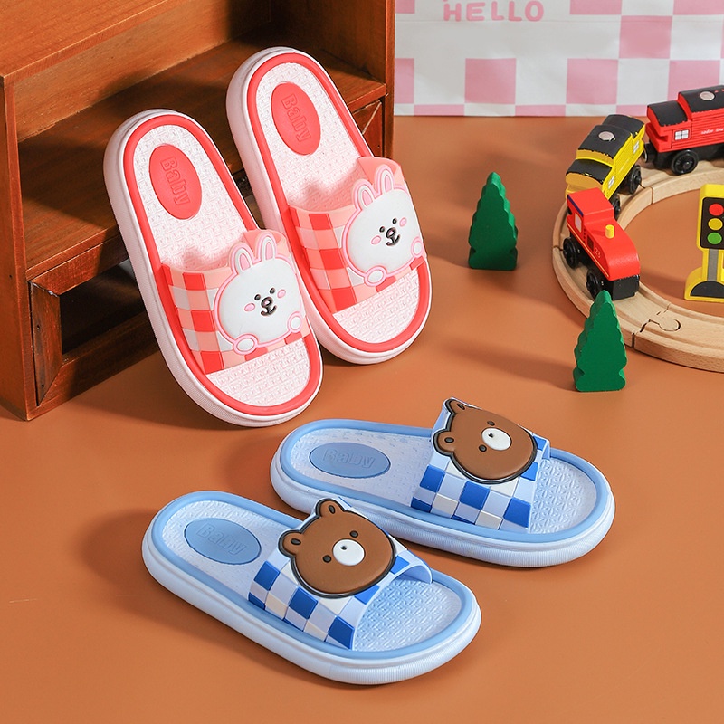 SA-H Sendal / Sandal Anak Eva Lembut Karakter Bear Rabbit Non-slip 0795