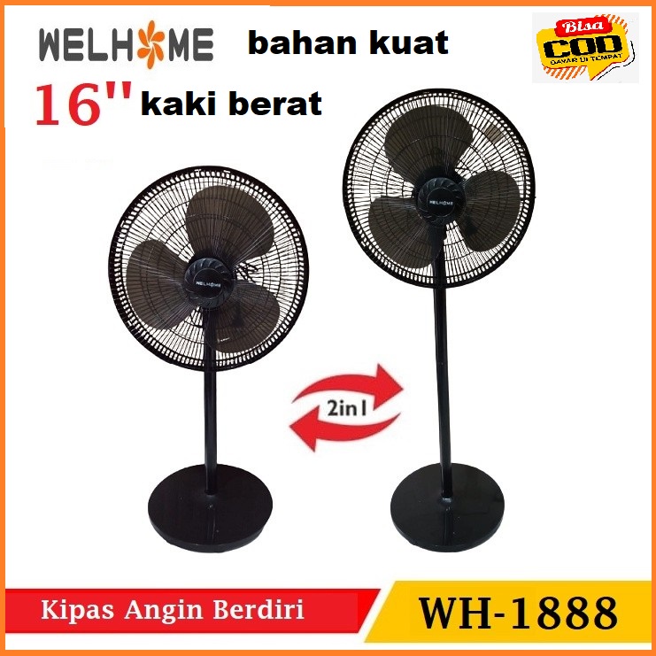 Kipas Angin Welhome WH-1888 Kipas Angin Berdiri 16 Inch 2in1 Original-Garansi resmi