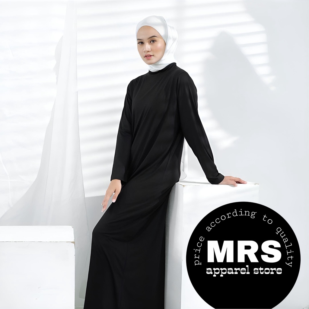 Manset Gamis Basic Polos Lengan Panjang Muslimah