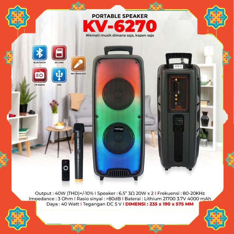 【Garansi 1 Tahun】 Advance KV-8290 Speaker Aktif Bluetooth 8" Free 1 Mic Karoke RGB Light / Speaker K