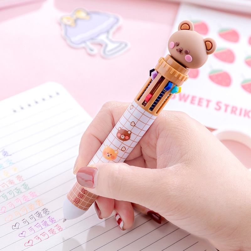 

COD 1 LUSIN PULPEN KARAKTER TEDDY BEAR10 WARNA / PULPEN WARNA WARNI FS