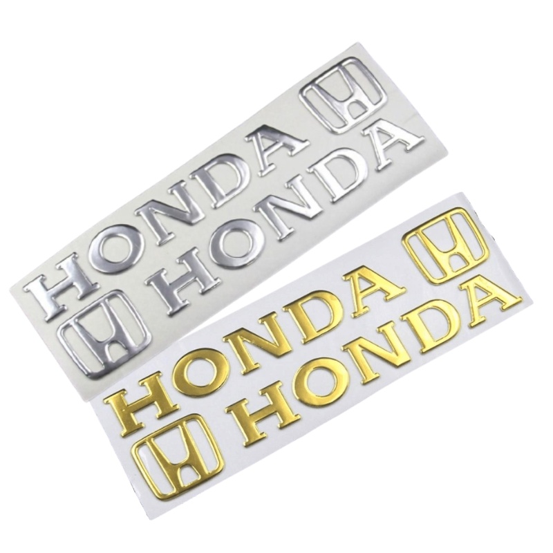 Emblem Tulisan Honda Sepasang Warna Chrome Emas Carbon Untuk Kiri Dan Kanan Dekorasi Stiker 3D Tiga Dimensi Logo Rangkai Bahan Plastik Krom Gold Best Huruf Lambang Semua Mobil Krome