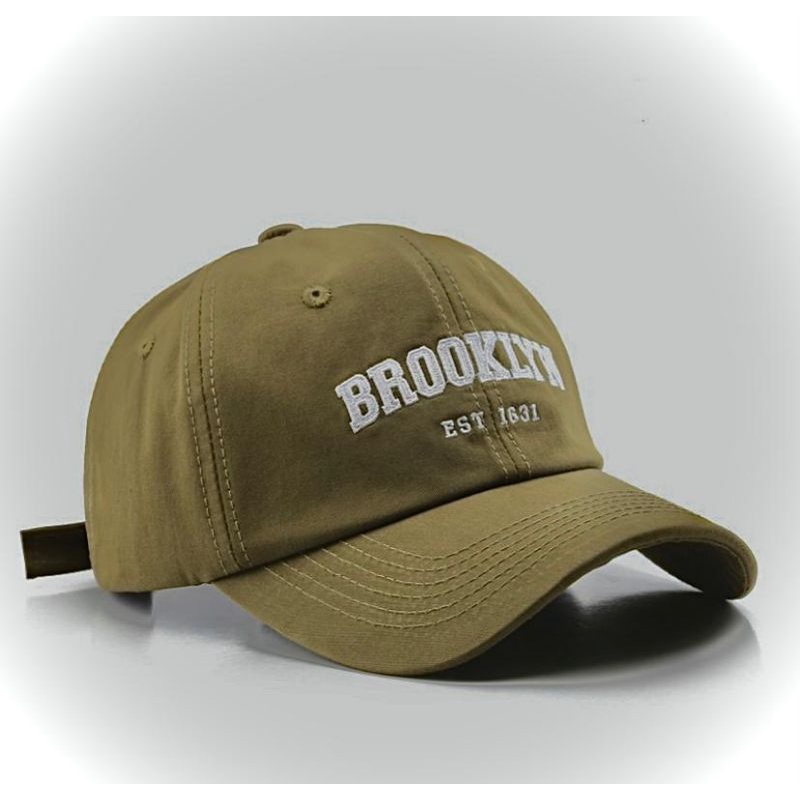 Best Seller - Topi Unisex Cap Hat Cotton Material Bordir Brooklyn Baseball / Baseball Cap Korea Trendy - COD-Hijau Army