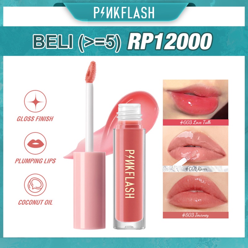 PINKFLASH #OhMyGloss Moisturising Plumpmax High Shimmer Liquid Lip Gloss Long-lasting Lip Plumper Waterproof Lip Glaze Lipstick PF-L02