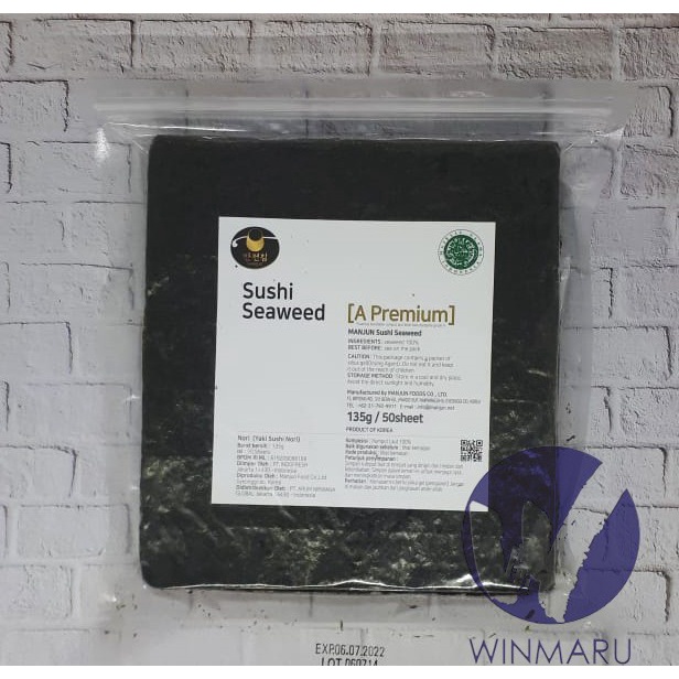 

NEW Manjun Sushi Nori Premium Grade Seaweed Rumput Laut 50 sheets/lembar