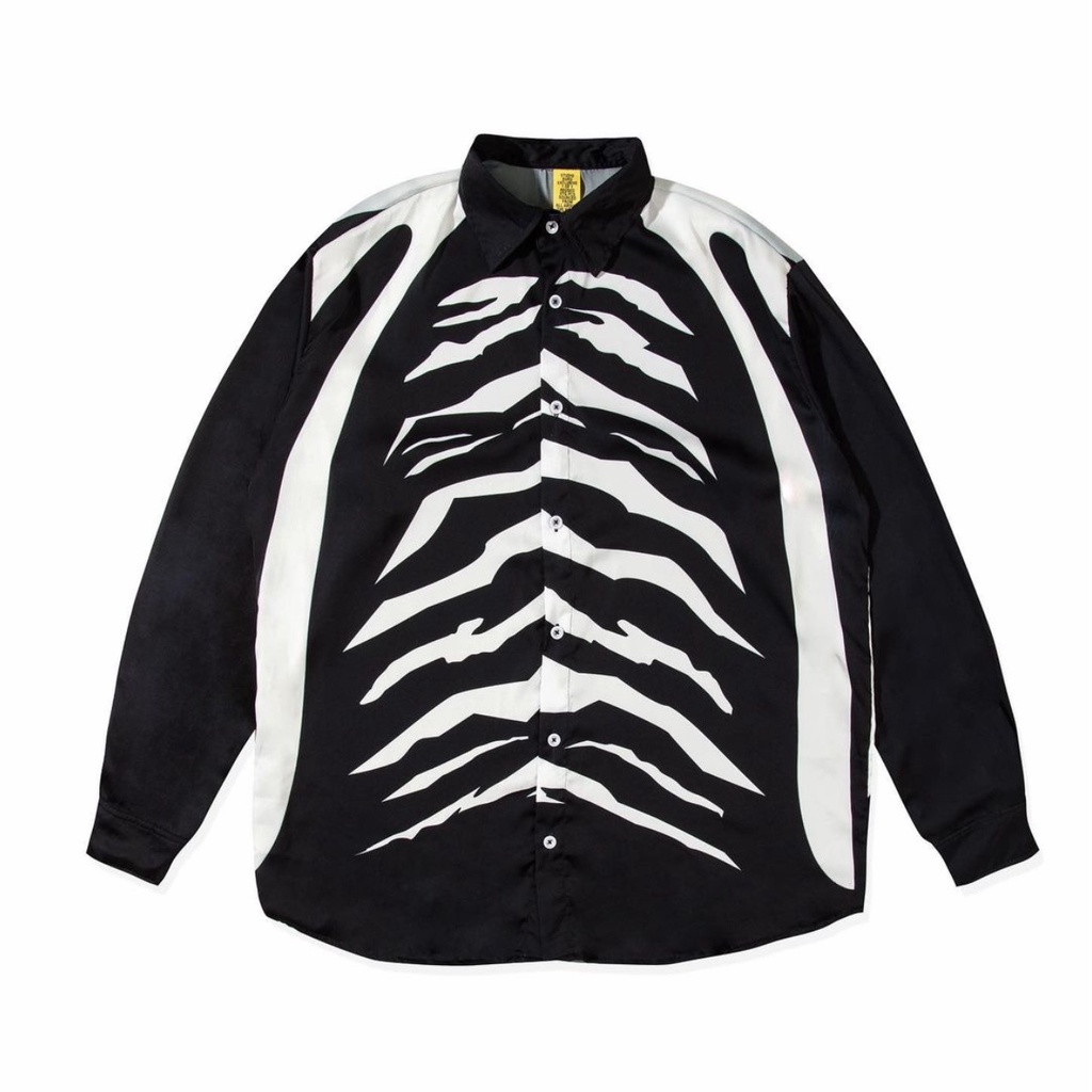 Buru Studio Zebra Stripes Long Shirt - Black / White