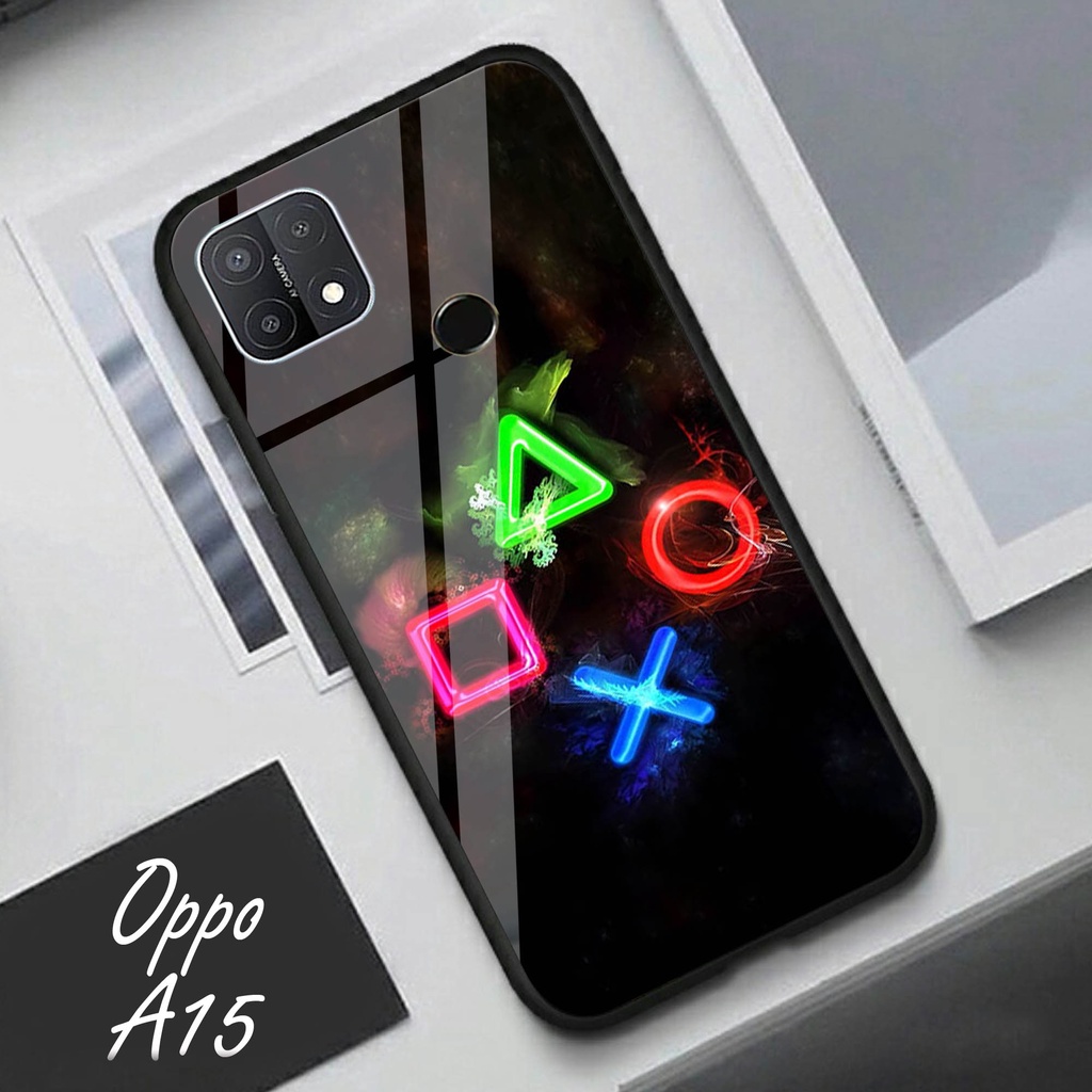 Softcase Glass Kaca OPPO A15 - Case Hp Pelindung Handphone OPPO A15 [A52 ].