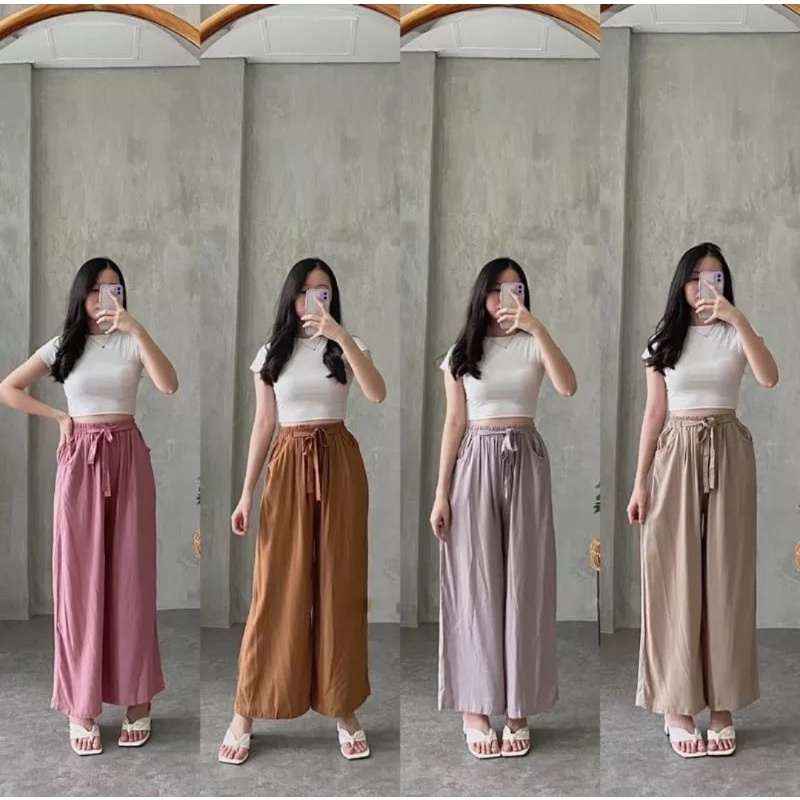 celana kulot bahan crinkle premium