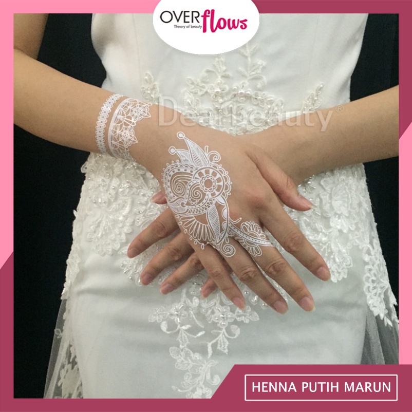 OVERFLOWS.ID  HENNA PUTIH MARUN / WHITE MAROON INSTAN / HENA STICKER TATTO TANGAN PENGANTIN 1 PCS 1 STIKER TATO TANGAN