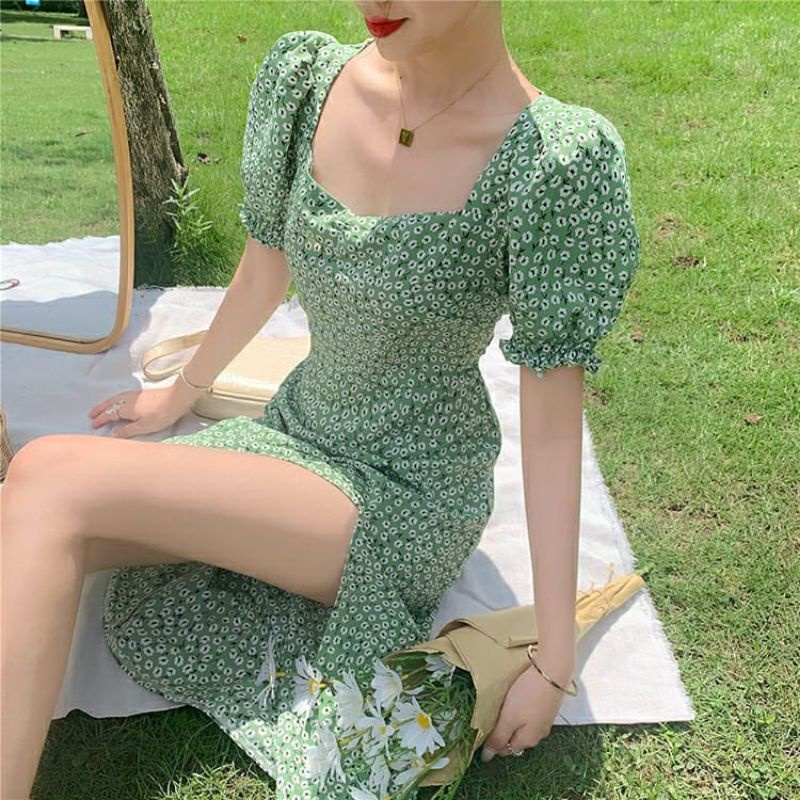Import Dress Summer Green Korean Style