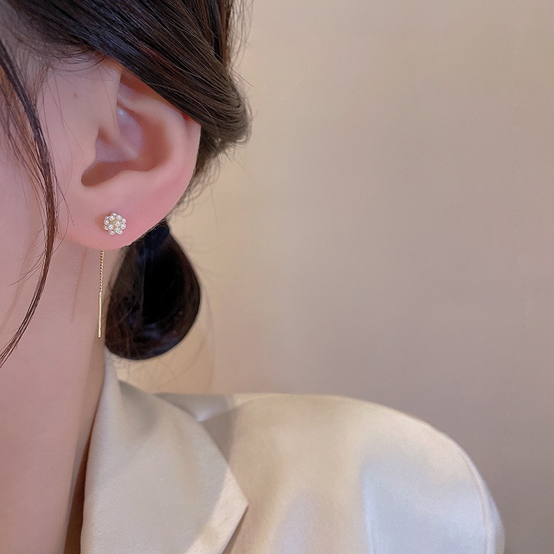 Anting Gantung Panjang Model Rumbai Dengan Mutiara Bahan silver 925 Untuk Wanita