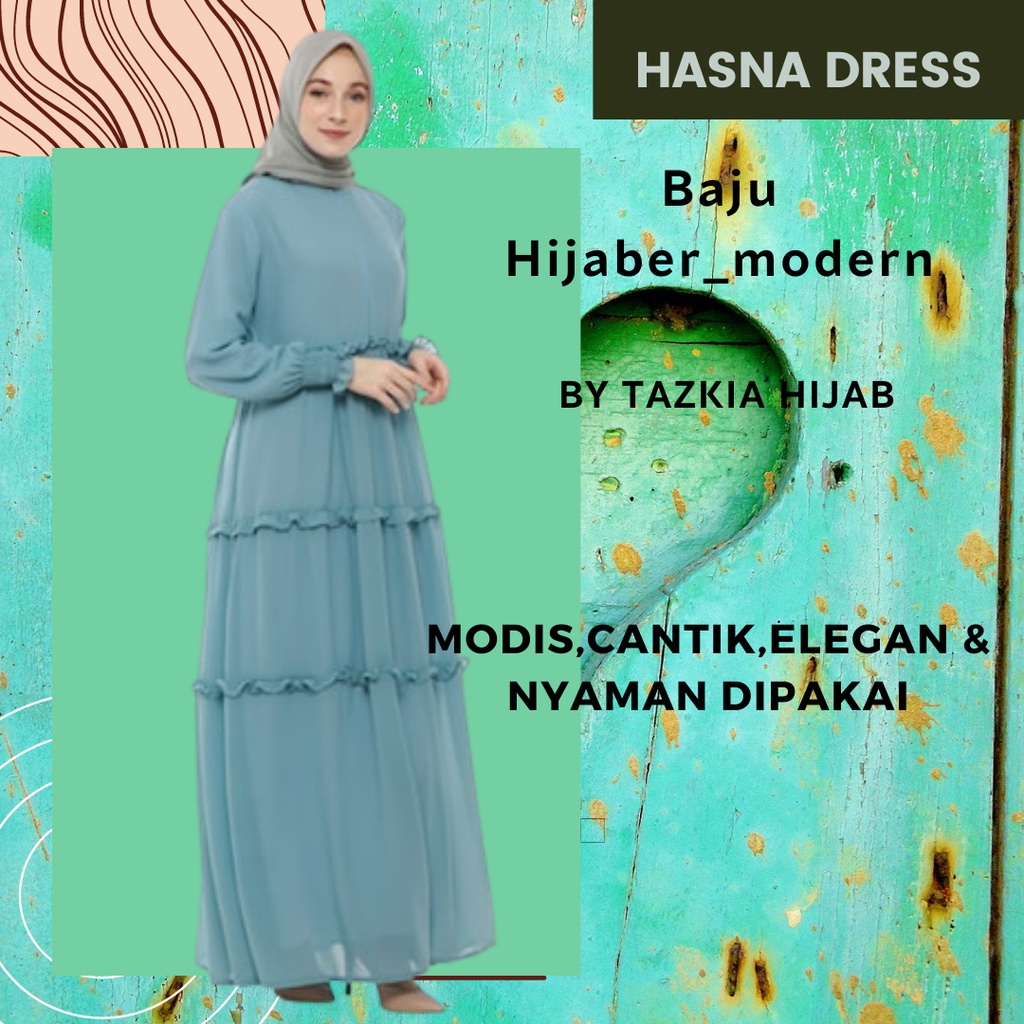 baju  GAMIS dress fashion wanita perempuan syari syar'i wanita model HASNA muslim dewasa all size M,