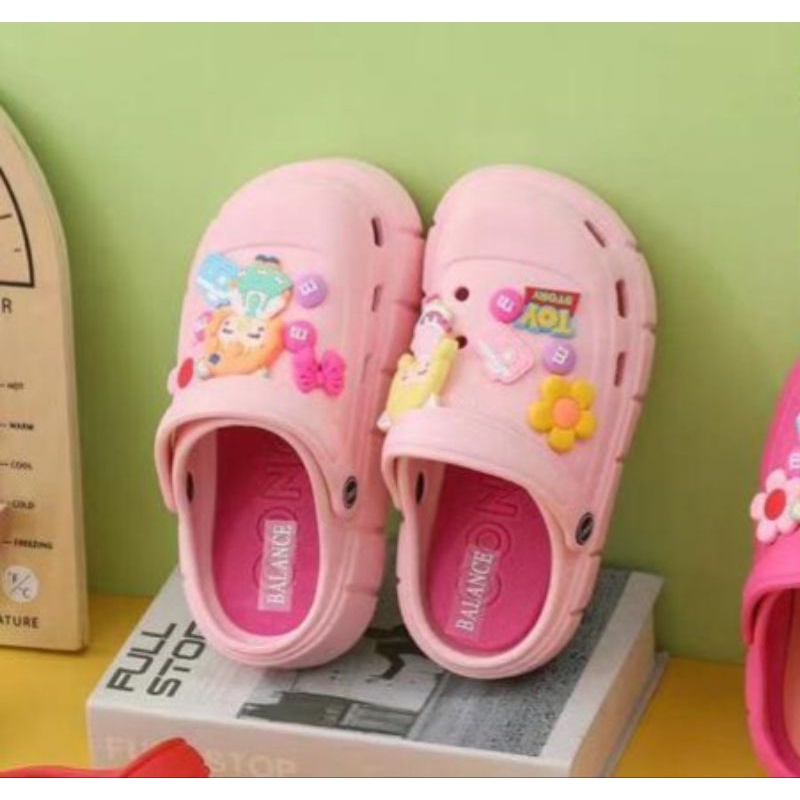 Sandal Anak Perempuan Import Sandal selop anak perempuan tali belakang jibbitz Sendal Baim cewek Balance  nyaman kekinian