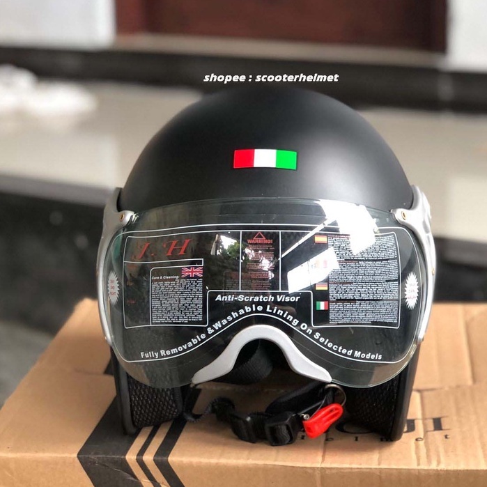 helm vespa matic + kaca bogo original