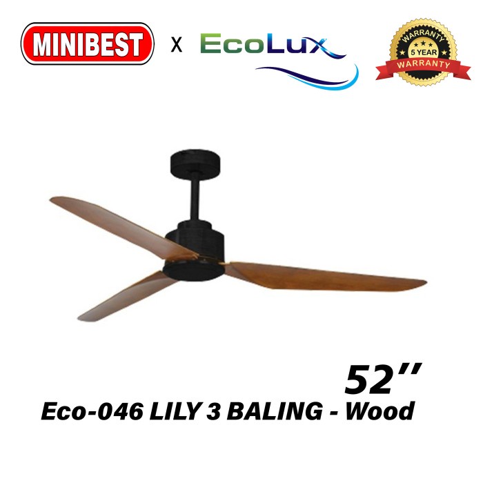 MB Ceilling fan / Kipas Angin Plafon gantung Ecolux Eco-046 LILY 3 BALING