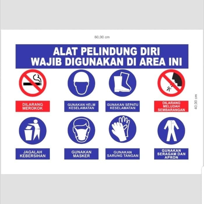

SIGN STICKER AREA WAJID APD ALAT PELINDUNG DIRI UK 40X30CM STIKER