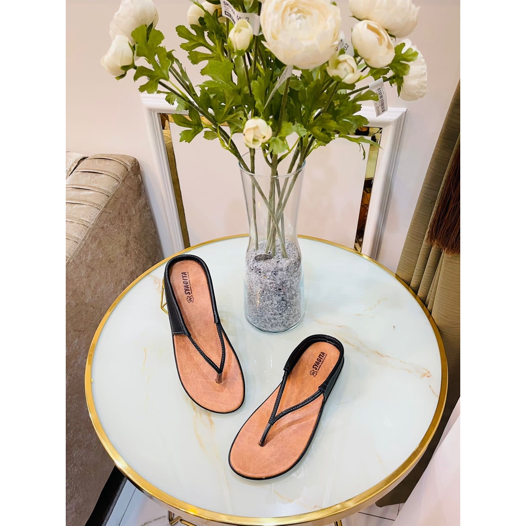 SANDAL KULIT WANITA MODEL CAPIT SESY BK - TOKO SYAGITA KULIT ASLI GARUT