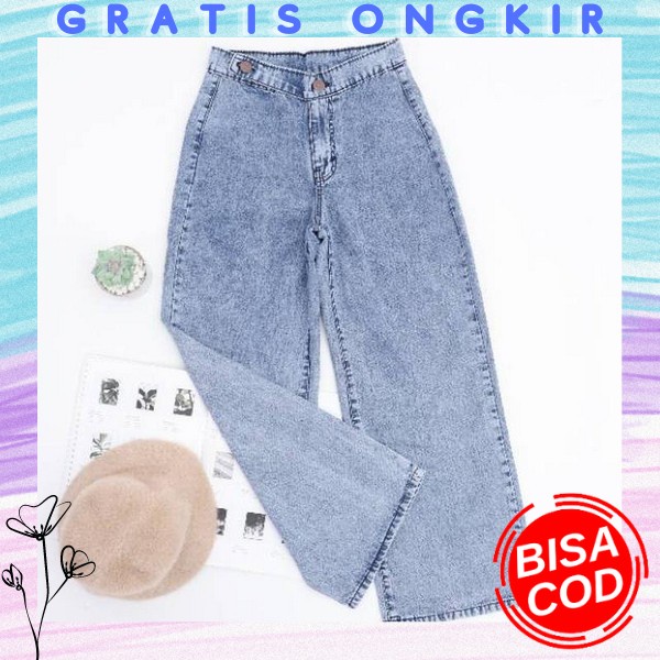 Clana Jins Kulot Murah Berkualitas High Waist Loose Jeans Celena Kulot Impor Korea Jens Wanita Jumbo