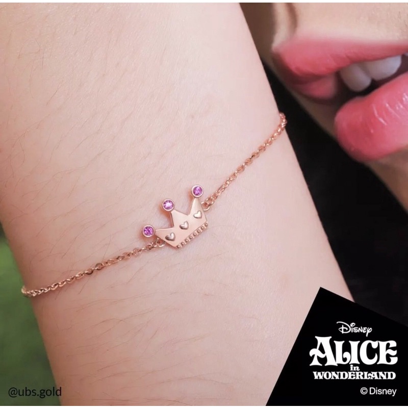 GELANG WANITA DEWASA EMAS ASLI ALICE IN WONDERLAND UBS KADAR 375/8K PANJANG 19CM BISA DISERUT