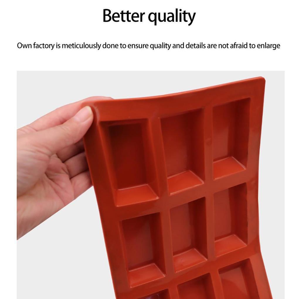 Cetakan Kue Silikon 9lubang Tray Persegi Panjang Fondant Mould Baking Ulang Tahun Reusable Alat Aksesoris Pernikahan Rumah