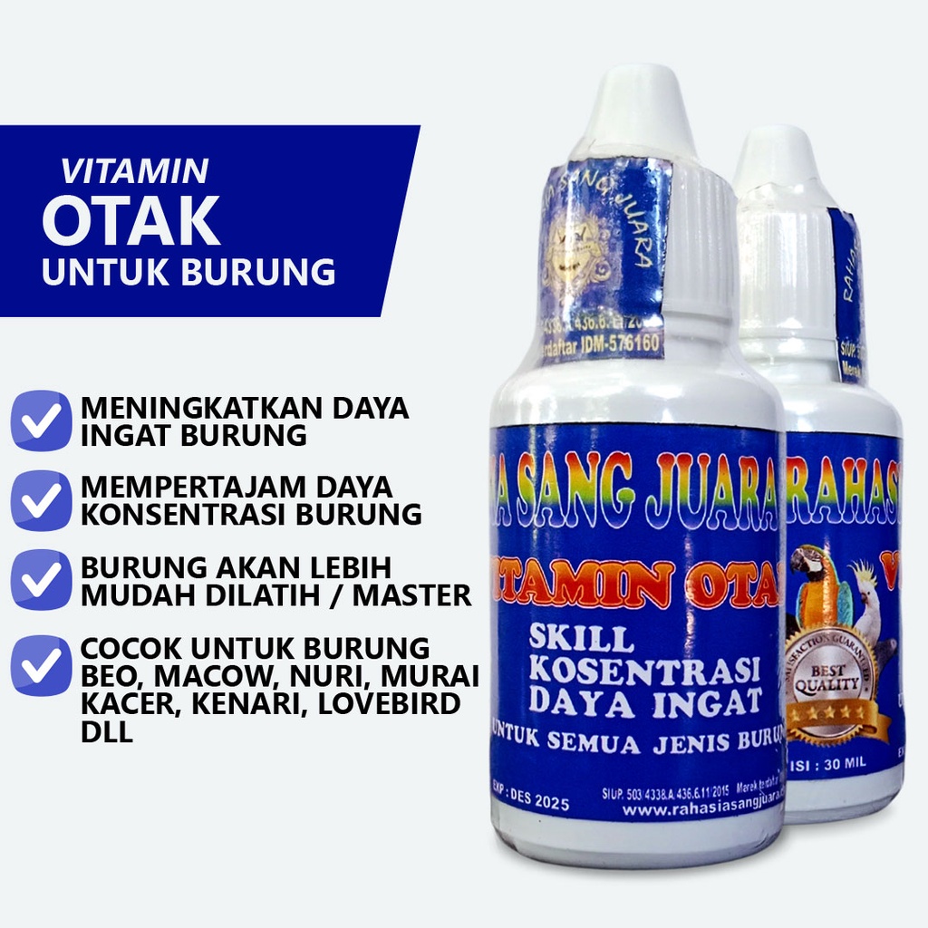 VITAMIN OTAK BURUNG | MENAMBAH DAYA INGAT BURUNG LEBIH TAJAM MEMPERMUDAH SKILL & DAYA KONSENTRASI