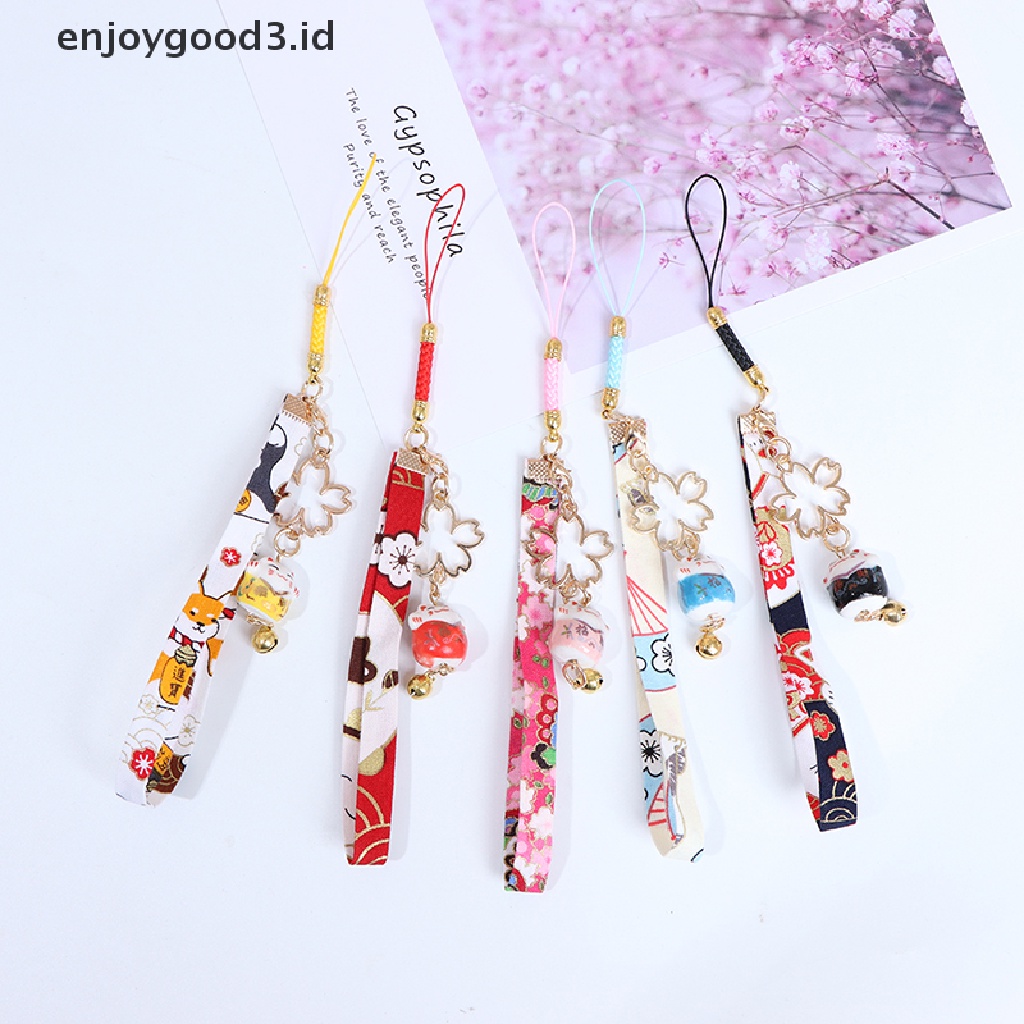 (Rready Stock) Tali Lanyard Motif Bunga Daisy + Kucing + Lonceng Untuk Aksesoris Handphone (ID)