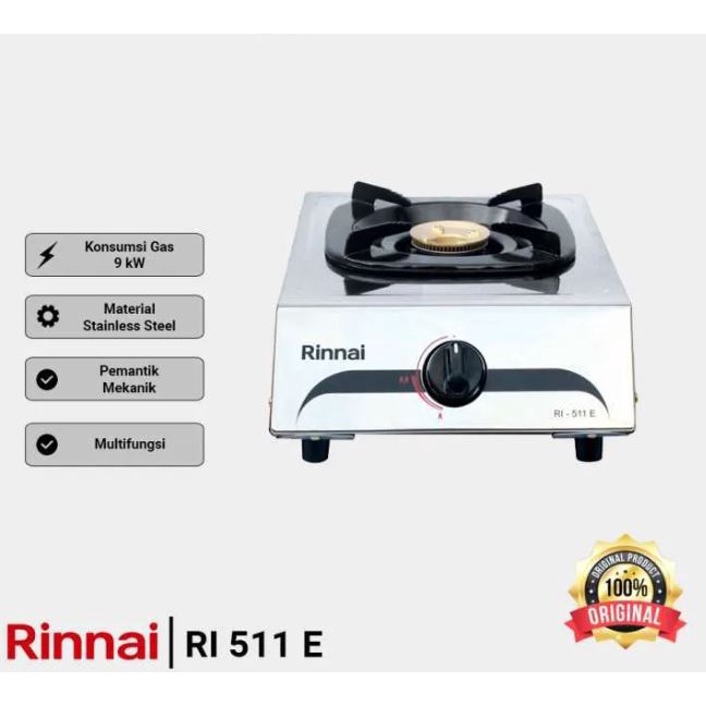 Kompor Rinnai 1 tungku stainless RI-511E