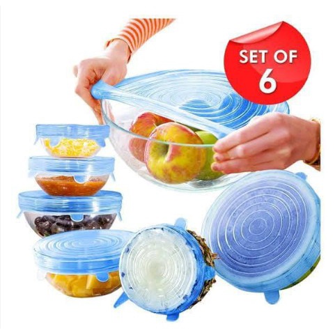 Silikon Penutup Makanan Karet Tutup Rantang Buah Segel Mangkok Set 6