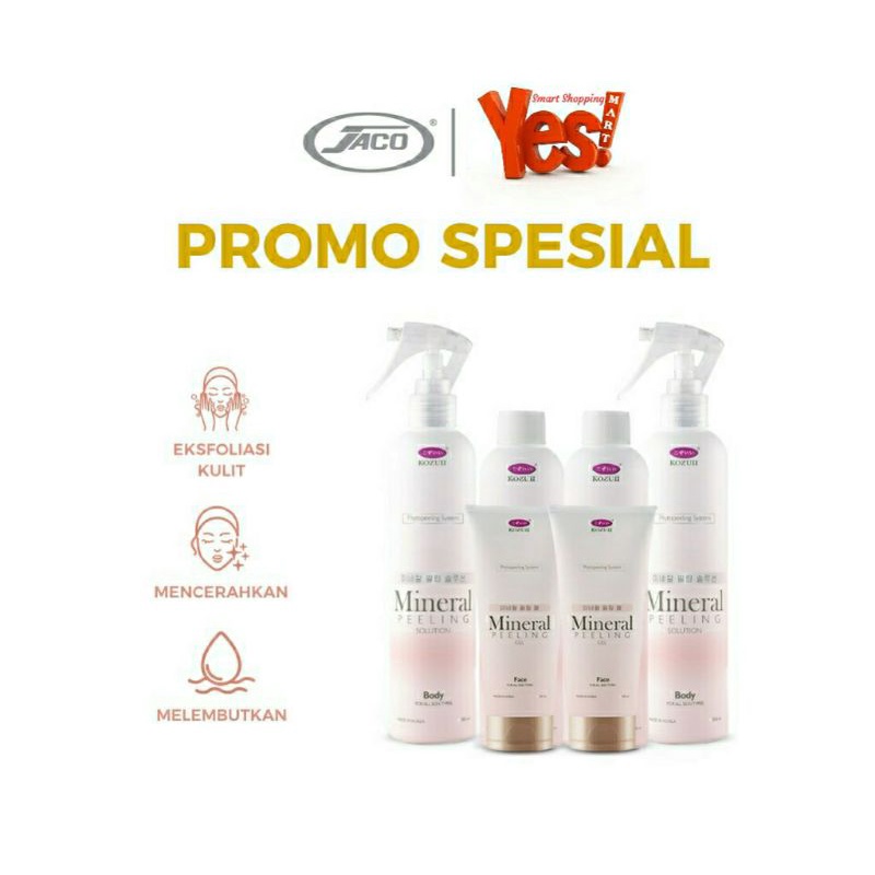 Paket Komplit Jaco Kozuii Mineral Peeling Pembersih Tubuh & Wajah