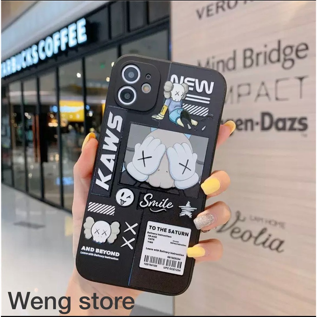 Softcase Black Motif Kaws For Oppo Realme Vivo Xiaomi Iphone