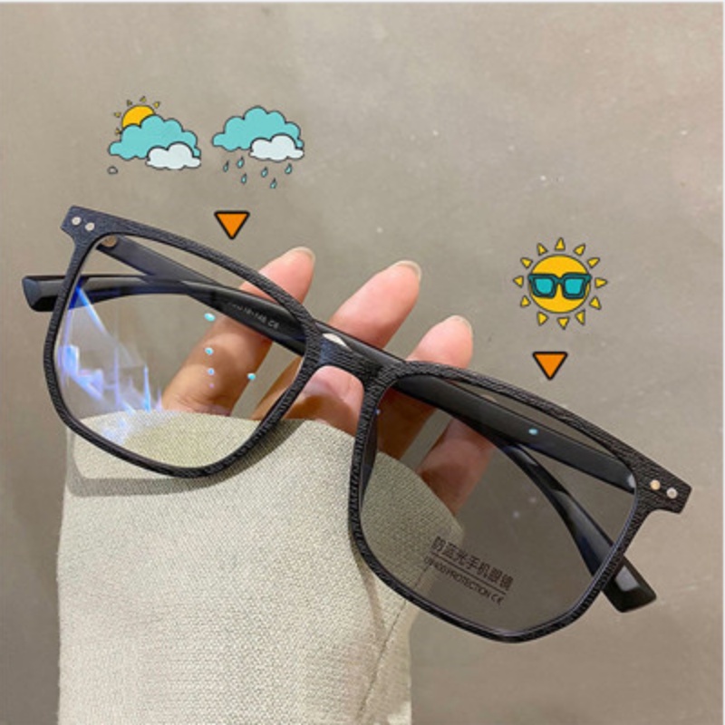 We Flower TR90 Kacamata Hitam Vintage Frame Kotak Lensa Fotokromik Berubah Warna Anti Radiasi Untuk Pria / Wanita