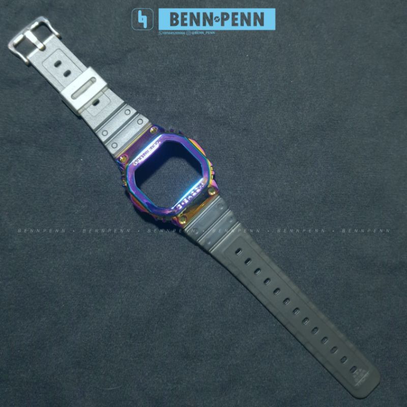 BNB DW 5600 METAL RAINBOW SMOKE BEZEL STRAP JAM TANGAN CASIO G SHOCK