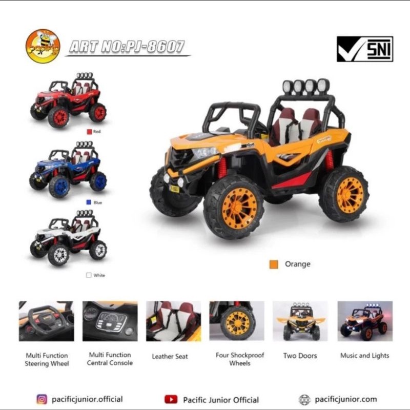 Mobil Listrik Aki Jeep Remote Charger Pasific Exotic PJ-8607 PJ 8607