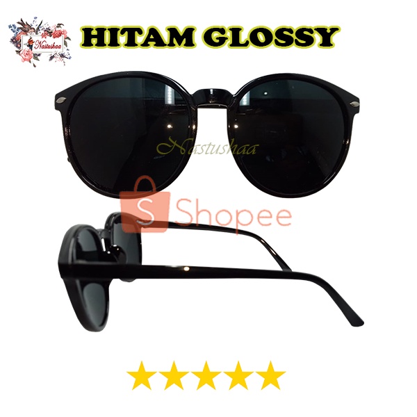 Kacamata Sunglasses Hitam Fashion Gaya Oval Pria Wanita Korea Kekinian Kaca Mata Anti UV400 Unisex FREECASE