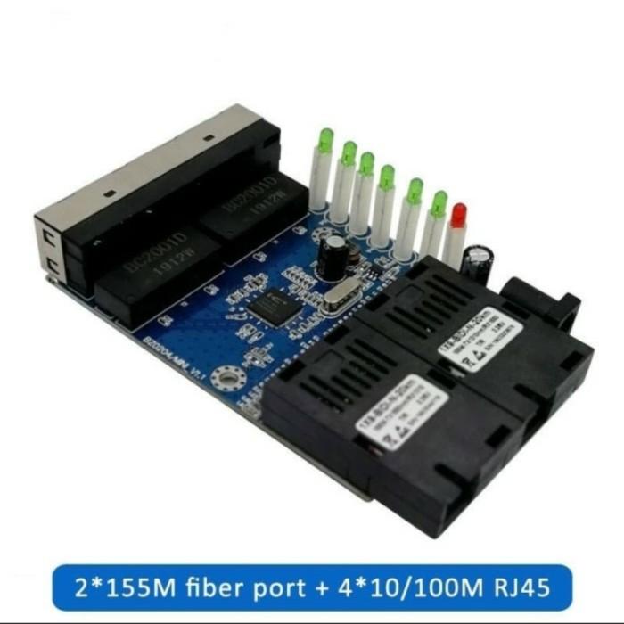 Fiber Media Converter / HTB 2SC4E 2FO RRJ45 Support POE Board Only