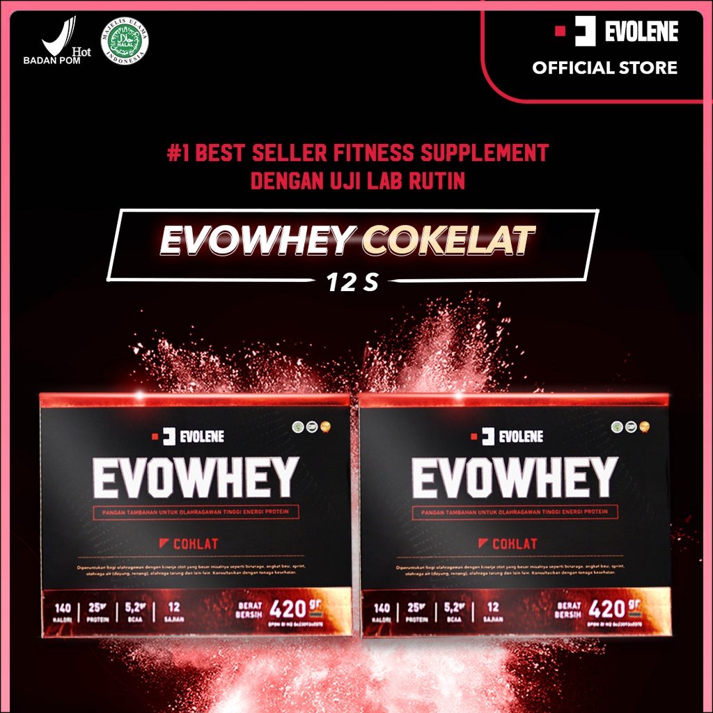 

Evolene Whey Protein Coklat 2x 456gr/12 Sachet Susu Protein Suplemen Evolene Samarinda SAMARINDA