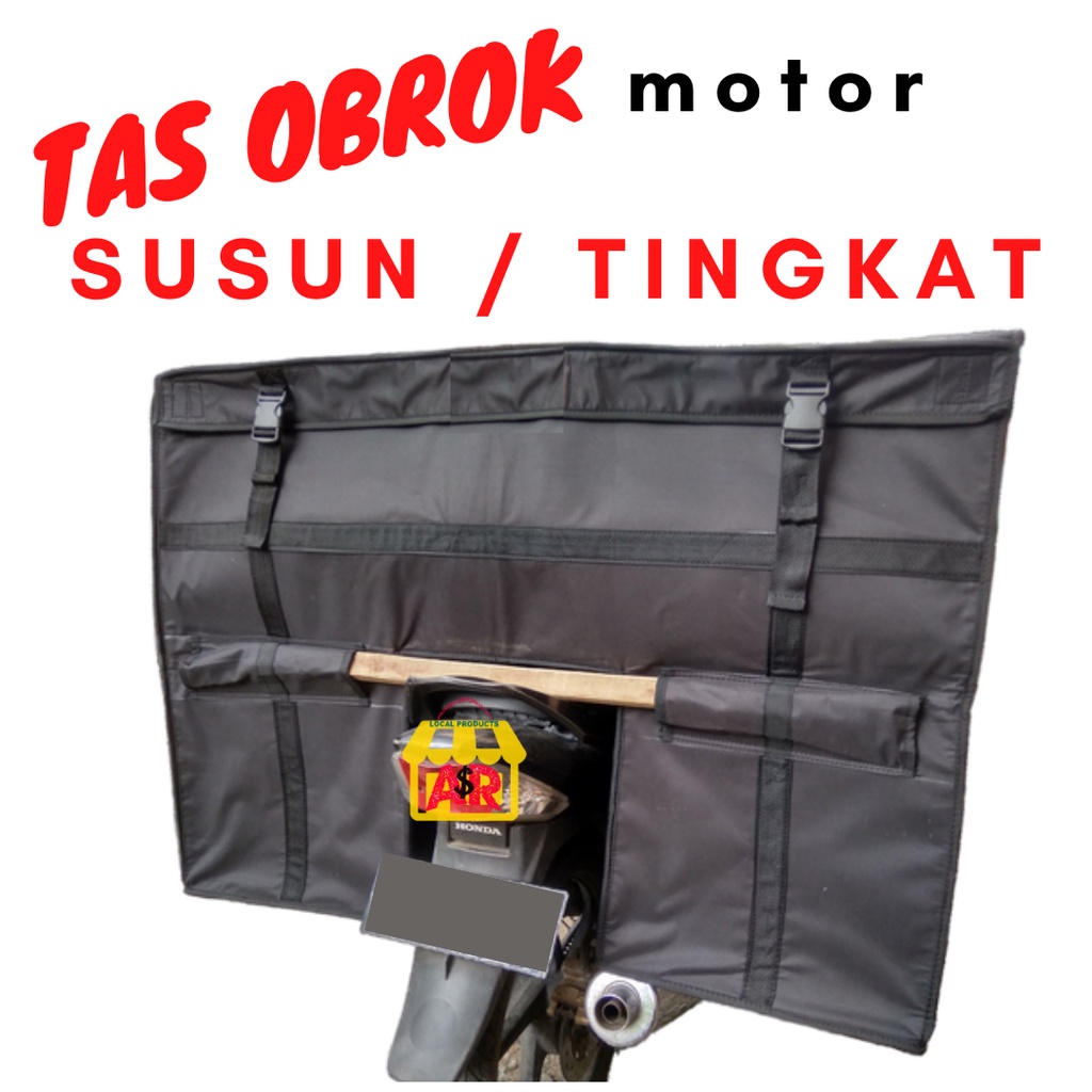 AR Tas motor delivery model Tingkat / Susun bahan kain terpal anti air Obrok kurir Beronjong motor