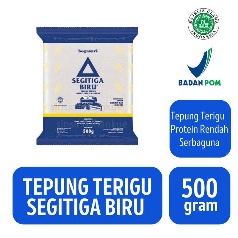 Jual Tepung Terigu Bogasari Segitiga Biru [500gr] Ada Kemasan Repack ...