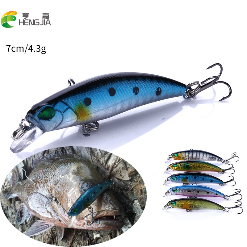(Flash Sale)HENGJIA 5Pcs 7cm/4.3g Classical Minnow Umpan Pancing Swimbait Fishing Lure Sinking Bass Ikan Kail