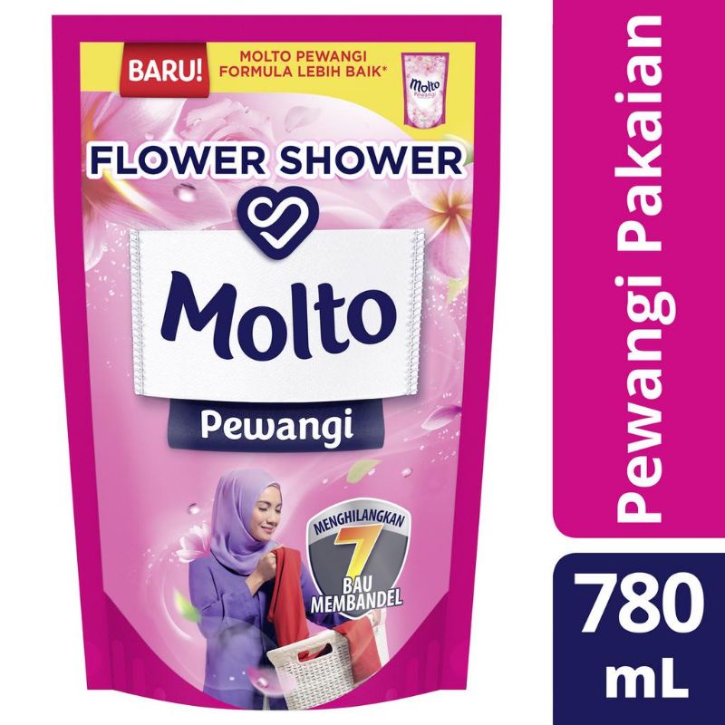 Molto Pelembut dan Pewangi Pakaian Flower Shower 780mL