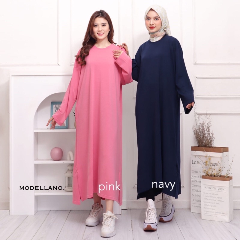 GLADYS MIDI DRESS POLOS COTTON TC JUMBO XXL BIGSIZE SLIT MURAH GROSIR ADEM TEBAL BUMIL MODELLANO