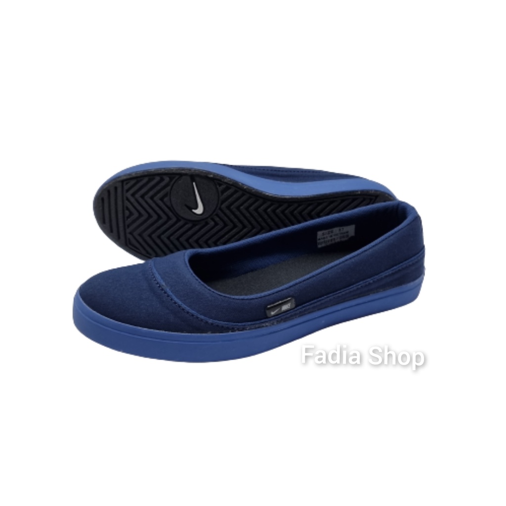 SEPATU WANITA SLIP ON 05 NAVI POLOS/SEPATU KERJA KULIAH SANTAI/SEPATU HIJABERS/SEPATU FLAT